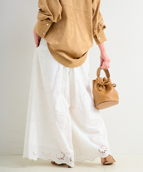 B.C STOCK（ベーセーストック）の「《追加4》手洗い可 / アイレットレイヤーイージーワイドパンツ（その他パンツ・レディース・ブラック/ホワイト・FREE）」の14枚目の写真