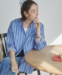 ANGIE（アンジー）の「着丈が選べる オーバーサイズ バンドカラー シャツ / ストライプ / 無地（シャツ/ブラウス）」