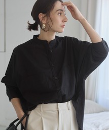 バンドカラーシャツ」に該当するブラック/黒色系のファッション通販