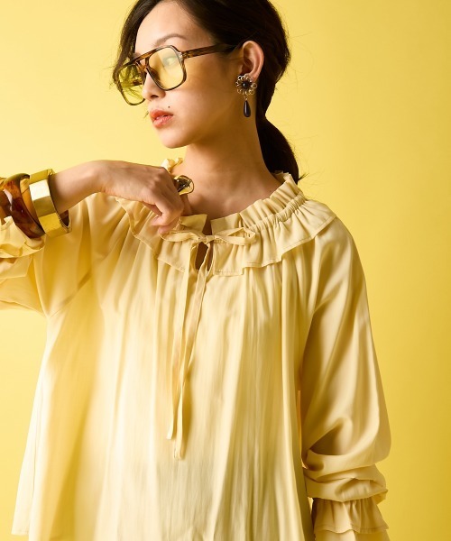 GEVS.(ジェイヴィス)の「フリルラグランブラウス<大きいサイズ有>GEVS.(シャツ/ブラウス・レディース・イエロー/ネイビー・M/L/LL/3L/4L/5L)」の17枚目の写真