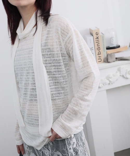 Ulysses(ユリシス)の「ストール付きシアーボーダーカットソー(Tシャツ/カットソー・レディース・ブラック/ホワイト・S/M)」の21枚目の写真