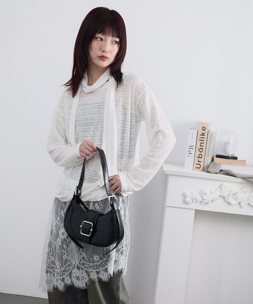 Ulysses(ユリシス)の「ストール付きシアーボーダーカットソー(Tシャツ/カットソー・レディース・ブラック/ホワイト・S/M)」の13枚目の写真