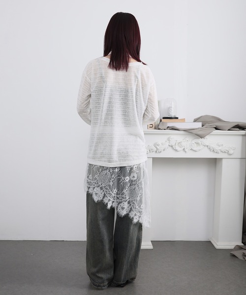 Ulysses(ユリシス)の「ストール付きシアーボーダーカットソー(Tシャツ/カットソー・レディース・ブラック/ホワイト・S/M)」の10枚目の写真
