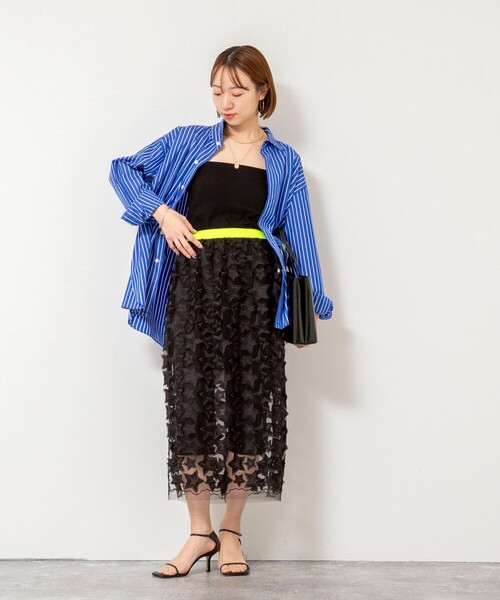 Rie Miller（リエミラー）の「45th limited editionウォッシャブルスターフリンジタイトスカート（スカート・レディース・ブラック/ホワイト・38）」の3枚目の写真