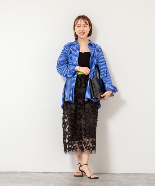 Rie Miller（リエミラー）の「45th limited editionウォッシャブルスターフリンジタイトスカート（スカート・レディース・ブラック/ホワイト・38）」の4枚目の写真