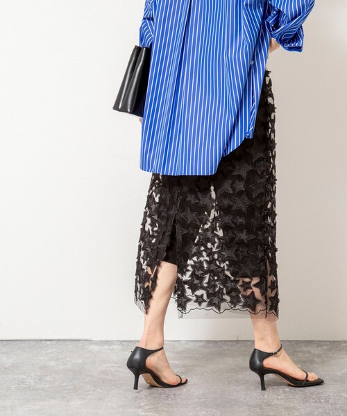 Rie Miller（リエミラー）の「45th limited editionウォッシャブルスターフリンジタイトスカート（スカート・レディース・ブラック/ホワイト・38）」の7枚目の写真