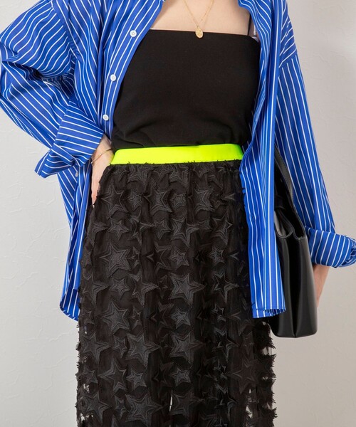 Rie Miller（リエミラー）の「45th limited editionウォッシャブルスターフリンジタイトスカート（スカート・レディース・ブラック/ホワイト・38）」の8枚目の写真