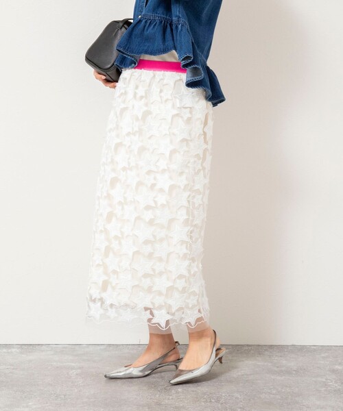 Rie Miller（リエミラー）の「45th limited editionウォッシャブルスターフリンジタイトスカート（スカート・レディース・ブラック/ホワイト・38）」の12枚目の写真