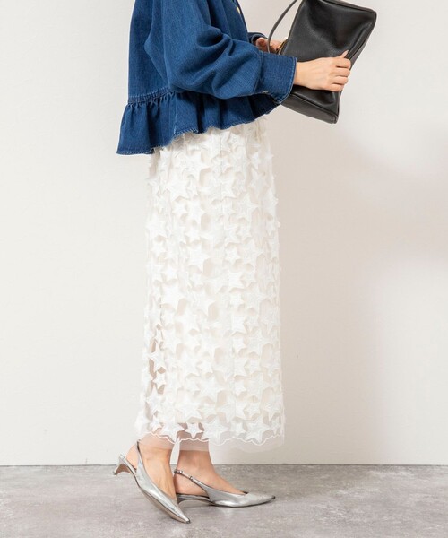 Rie Miller（リエミラー）の「45th limited editionウォッシャブルスターフリンジタイトスカート（スカート・レディース・ブラック/ホワイト・38）」の13枚目の写真