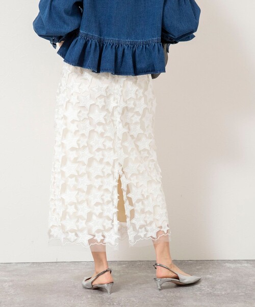 Rie Miller（リエミラー）の「45th limited editionウォッシャブルスターフリンジタイトスカート（スカート・レディース・ブラック/ホワイト・38）」の14枚目の写真