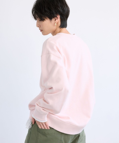 BARNYARDSTORM（バンヤードストーム）の「BARNYARDSTORM / 裏毛ステンシルロゴプルオーバー（スウェット・レディース・ピンク/グレー・FREE）」の4枚目の写真