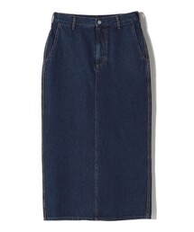 SHIPS Primary Navy Label:ワンウォッシュ 5ポケット デニム スカート