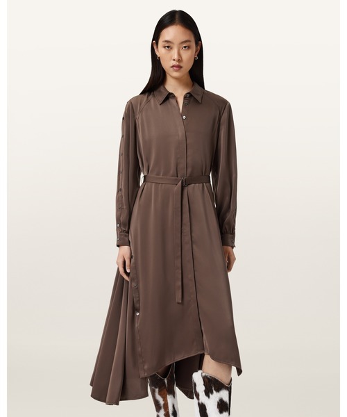 ALLSAINTS(オールセインツ)の「LEXI MIDI DRESS | LEXI ミディ ドレス・ワンピース(ワンピース・レディース・ブラウン系その他・4/8/10)」の3枚目の写真