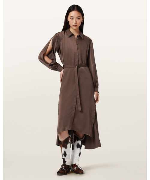 ALLSAINTS(オールセインツ)の「LEXI MIDI DRESS | LEXI ミディ ドレス・ワンピース(ワンピース・レディース・ブラウン系その他・4/8/10)」の4枚目の写真
