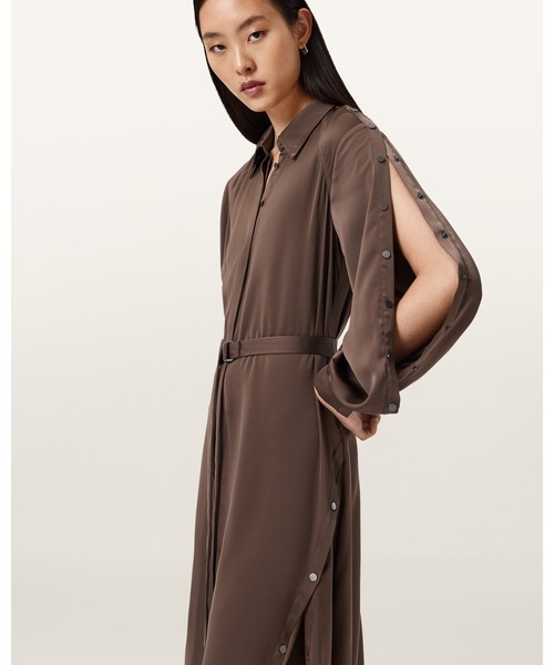 ALLSAINTS(オールセインツ)の「LEXI MIDI DRESS | LEXI ミディ ドレス・ワンピース(ワンピース・レディース・ブラウン系その他・4/8/10)」の5枚目の写真