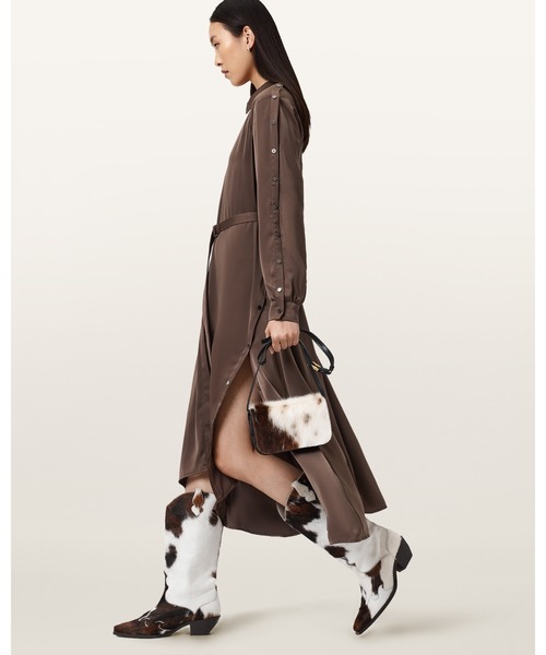 ALLSAINTS(オールセインツ)の「LEXI MIDI DRESS | LEXI ミディ ドレス・ワンピース(ワンピース・レディース・ブラウン系その他・4/8/10)」の6枚目の写真