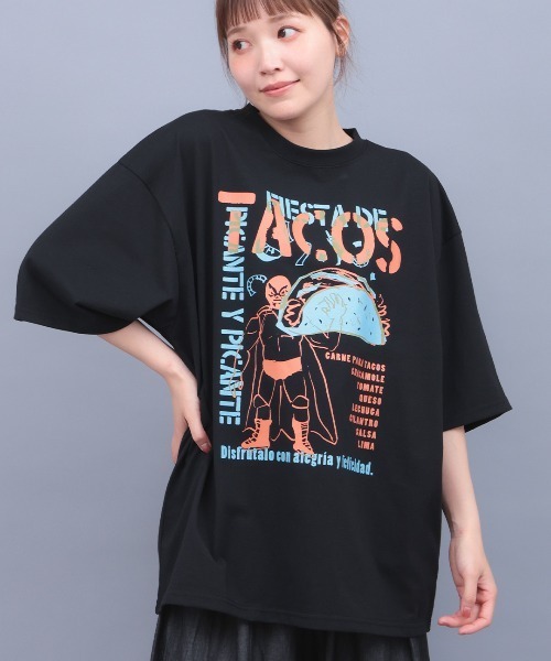 チチカカ（チチカカ）の「ルチャ＆タコスフェスビッグＴシャツ【ユニセックス】（Tシャツ/カットソー・メンズ・ブラック/ピンク/その他1・FREE）」の2枚目の写真