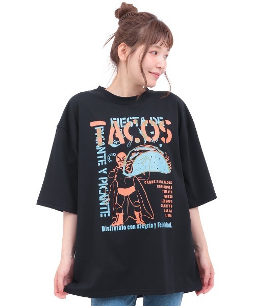 チチカカ（チチカカ）の「ルチャ＆タコスフェスビッグＴシャツ【ユニセックス】（Tシャツ/カットソー・メンズ・ブラック/ピンク/その他1・FREE）」の7枚目の写真