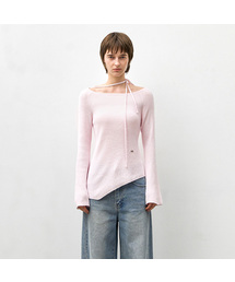 UNBALANCED NECK STRING KNIT(T-7011)