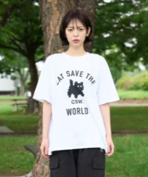 CATSAVETHEWORLD(キャットセーブザワールド)の「◇CATSAVETHEWORLD◇ブランド直輸入正規品/ミョウ シグネチャーアートワーク 半袖Tシャツ MYOW SIGNATURE ART WORK HALF T(Tシャツ/カットソー・レディース・ブラック/ホワイト・L/M)」の11枚目の写真