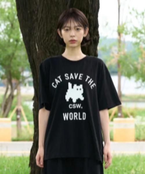 CATSAVETHEWORLD(キャットセーブザワールド)の「◇CATSAVETHEWORLD◇ブランド直輸入正規品/ミョウ シグネチャーアートワーク 半袖Tシャツ MYOW SIGNATURE ART WORK HALF T(Tシャツ/カットソー・レディース・ブラック/ホワイト・L/M)」の15枚目の写真