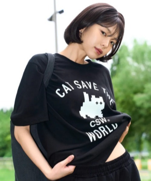 CATSAVETHEWORLD(キャットセーブザワールド)の「◇CATSAVETHEWORLD◇ブランド直輸入正規品/ミョウ シグネチャーアートワーク 半袖Tシャツ MYOW SIGNATURE ART WORK HALF T(Tシャツ/カットソー・レディース・ブラック/ホワイト・L/M)」の8枚目の写真