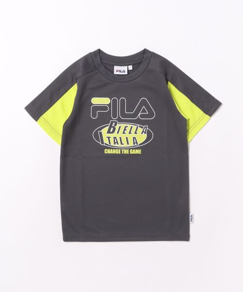 FILA（フィラ）の「FILA/フィラ　吸汗速乾　プリント半袖Ｔシャツ（Tシャツ/カットソー・キッズ・ブラック/チャコールグレー・160cm/150cm/140cm/130cm）」の2枚目の写真