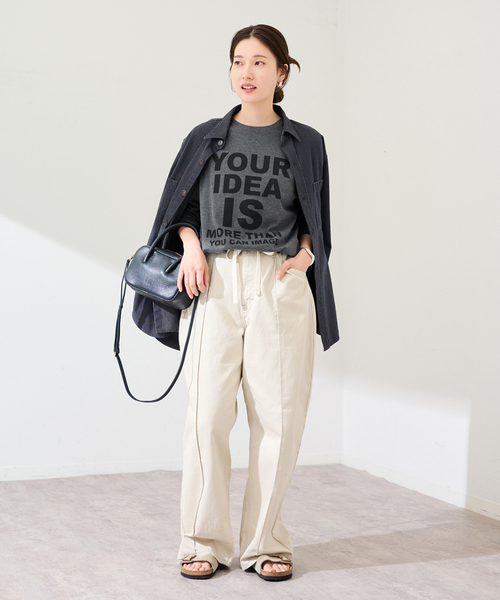 FRAMeWORK（フレームワーク）の「≪WEB限定 / 追加≫ロゴロンTee（Tシャツ/カットソー・レディース・チャコールグレー/ホワイト・FREE）」の3枚目の写真