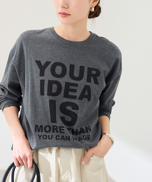 FRAMeWORK（フレームワーク）の「≪WEB限定 / 追加≫ロゴロンTee（Tシャツ/カットソー・レディース・チャコールグレー/ホワイト・FREE）」の5枚目の写真