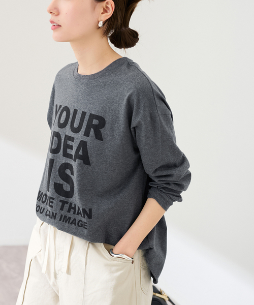 FRAMeWORK（フレームワーク）の「≪WEB限定 / 追加≫ロゴロンTee（Tシャツ/カットソー・レディース・チャコールグレー/ホワイト・FREE）」の6枚目の写真