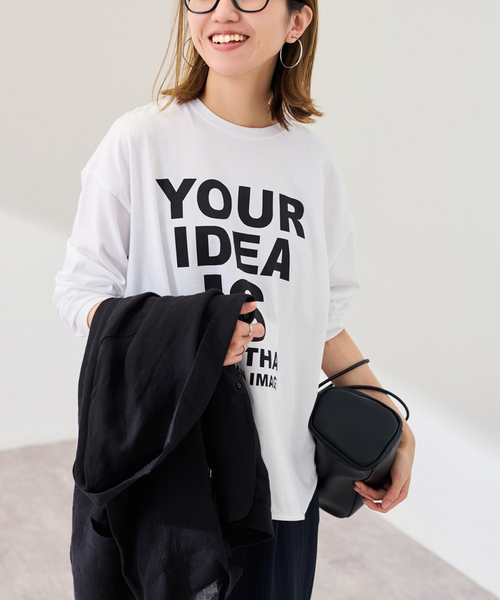 FRAMeWORK（フレームワーク）の「≪WEB限定 / 追加≫ロゴロンTee（Tシャツ/カットソー・レディース・チャコールグレー/ホワイト・FREE）」の21枚目の写真