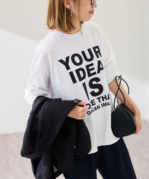 FRAMeWORK（フレームワーク）の「≪WEB限定 / 追加≫ロゴロンTee（Tシャツ/カットソー・レディース・チャコールグレー/ホワイト・FREE）」の22枚目の写真