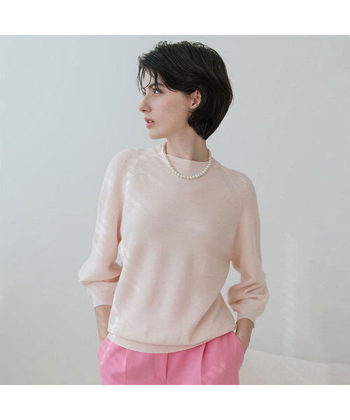 VASCARA(バスカラ)の「Raglan Round Neck Capri Knitwear (6colors)(ニット/セーター・レディース・コーラル/クリーム/ライトイエロー/ブラック/ライトピンク/カーキ・FREE)」の5枚目の写真