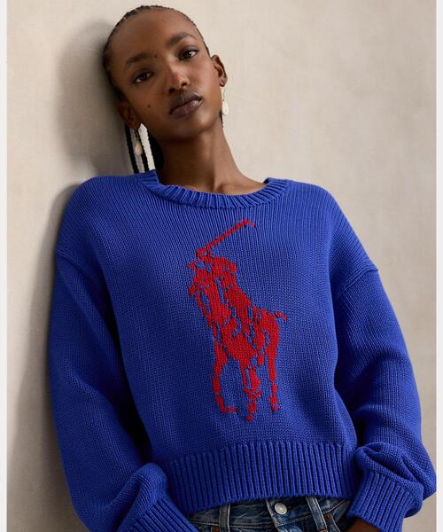 よ*こ様 POLO RALPH LAUREN ラルフローレン ビッグボニーニット Big Pony コットン クルーネック セーター（ニット/セーター）｜POLO