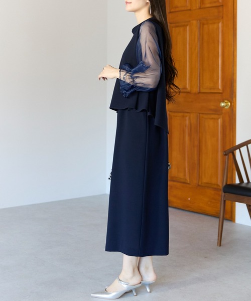 PREFERIR（プレフェリール）の「結婚式 セレモニー セットアップ見え シアーバルーン袖 ドレス（ドレス・レディース・ネイビー/ブラウン/ブラック・LARGE/X-LARGE/SMALL/MEDIUM）」の17枚目の写真
