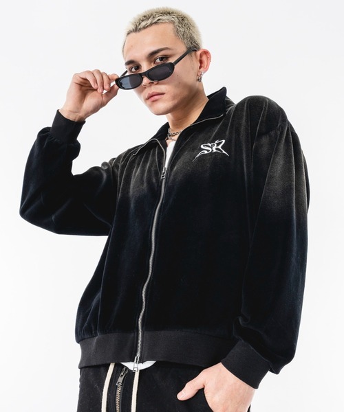 SHORT ROUND(ショートラウンド)の「SHORT ROUND/【26年春夏新作】ブリーチロゴベロアトラックジャケット(ジャージ・メンズ・グレー/ブラック系その他・MEDIUM/LARGE)」の1枚目の写真