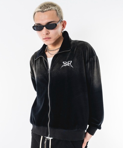 SHORT ROUND(ショートラウンド)の「SHORT ROUND/【26年春夏新作】ブリーチロゴベロアトラックジャケット(ジャージ・メンズ・グレー/ブラック系その他・MEDIUM/LARGE)」の8枚目の写真
