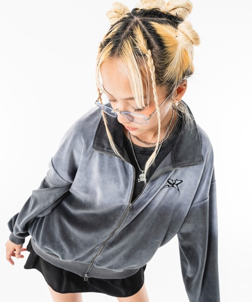 SHORT ROUND(ショートラウンド)の「SHORT ROUND/【26年春夏新作】ブリーチロゴベロアトラックジャケット(ジャージ・メンズ・グレー/ブラック系その他・MEDIUM/LARGE)」の20枚目の写真