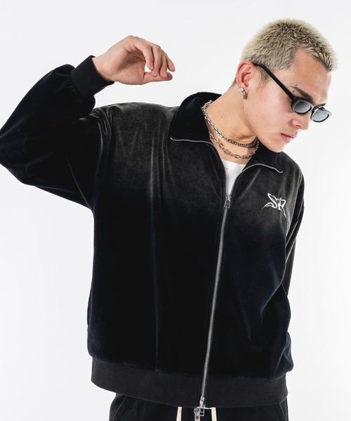 SHORT ROUND(ショートラウンド)の「SHORT ROUND/【26年春夏新作】ブリーチロゴベロアトラックジャケット(ジャージ・メンズ・グレー/ブラック系その他・MEDIUM/LARGE)」の9枚目の写真