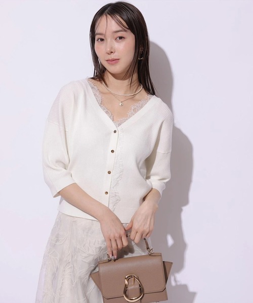 Mystrada（マイストラーダ）の「前後2WAYレースニットプルオーバー（ニット/セーター・レディース・ライトイエロー/ブラック/スモークピンク/ホワイト・38）」の2枚目の写真