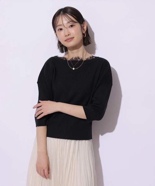 Mystrada（マイストラーダ）の「前後2WAYレースニットプルオーバー（ニット/セーター・レディース・ライトイエロー/ブラック/スモークピンク/ホワイト・38）」の12枚目の写真