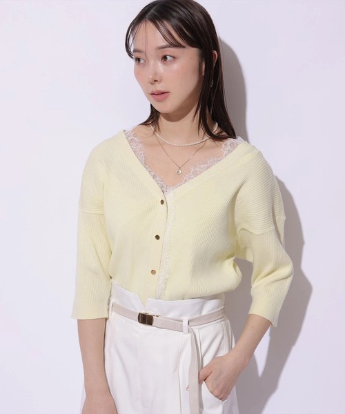 Mystrada（マイストラーダ）の「前後2WAYレースニットプルオーバー（ニット/セーター・レディース・ライトイエロー/ブラック/スモークピンク/ホワイト・38）」の21枚目の写真