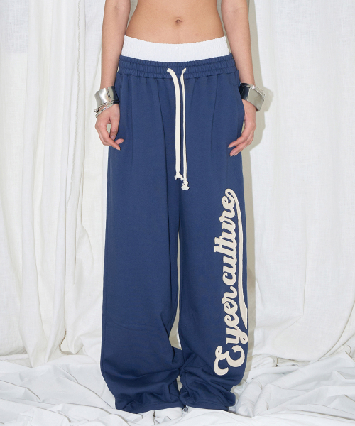 Script Logo Layerd Sweatpants - Blue