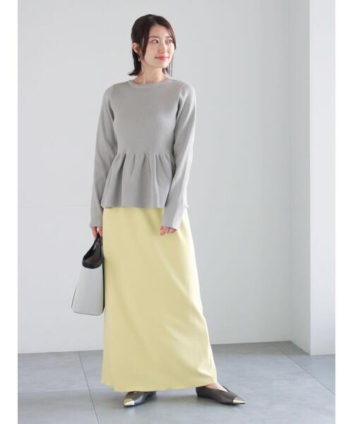 Te chichi(テチチ)の「ストレッチジョーゼットナロースカート《2026 spring catalog item》(スカート・レディース・オフホワイト/チャコールグレー/イエロー・S/M)」の4枚目の写真