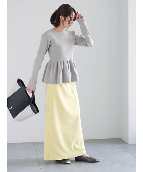 Te chichi(テチチ)の「ストレッチジョーゼットナロースカート《2026 spring catalog item》(スカート・レディース・オフホワイト/チャコールグレー/イエロー・S/M)」の5枚目の写真