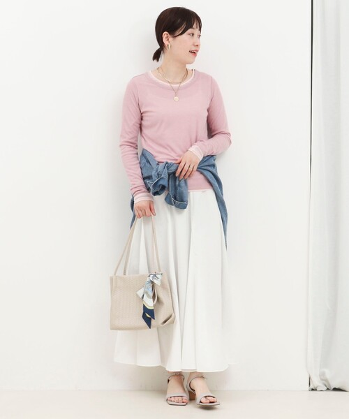 MICO COULIER(ミコクリエ)の「編み柄型押しトートバッグ(トートバッグ・レディース・アイボリー/ブラウン・FREE)」の5枚目の写真