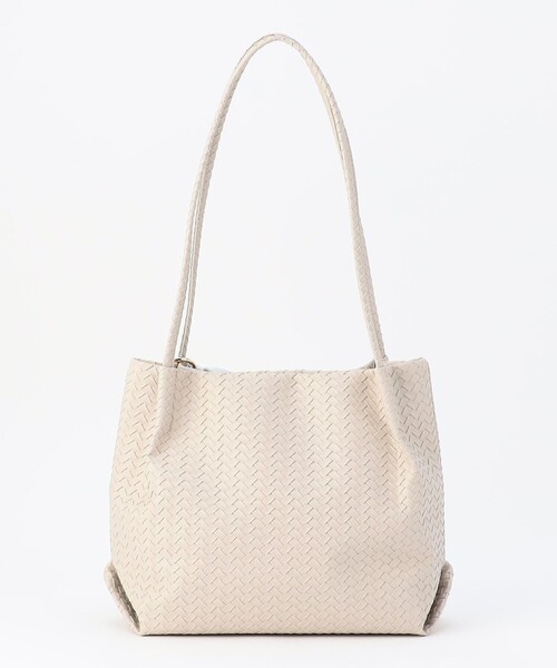 MICO COULIER(ミコクリエ)の「編み柄型押しトートバッグ(トートバッグ・レディース・アイボリー/ブラウン・FREE)」の11枚目の写真