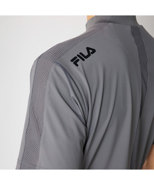 FILA GOLF(フィラゴルフ )の「FILA GOLF フィラゴルフ ゴルフウェア 接触冷感 吸汗速乾 UVカット メッシュ切替 半袖モックネックシャツ(Tシャツ/カットソー・メンズ・オフホワイト/グレー/ブラック・3L/LL/L/M)」の10枚目の写真