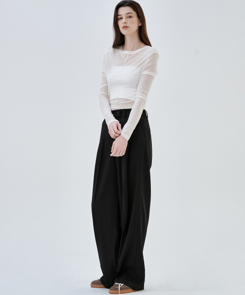 MALOUPE（マロップ）の「2173 ツーピンタックワイドパンツ (ブラック)（スラックス・レディース・その他・26/28/30）」の5枚目の写真