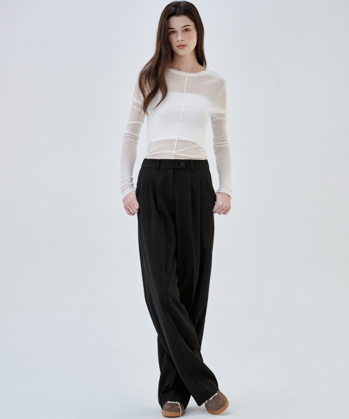 MALOUPE（マロップ）の「2173 ツーピンタックワイドパンツ (ブラック)（スラックス・レディース・その他・26/28/30）」の6枚目の写真